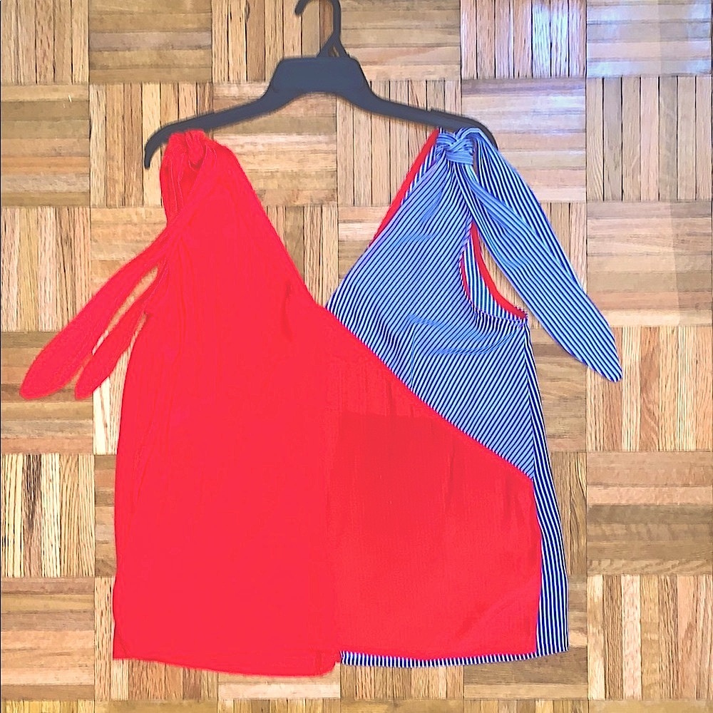 NWT SugarFox - Blousy Tank Red/White/Blue Color-block & Striped